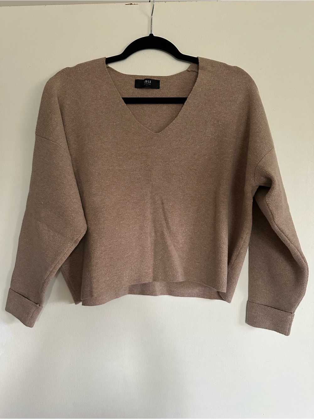 Able Boxy V-Neck Sweater in Taupe